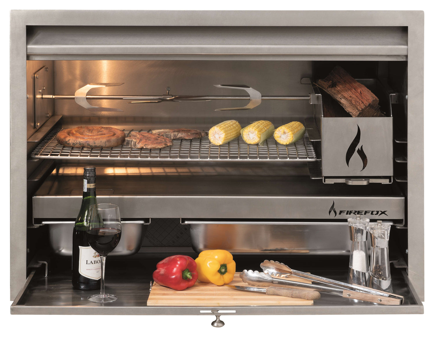 Infiniti/Firefox built in braai with  sidewards opening  doors