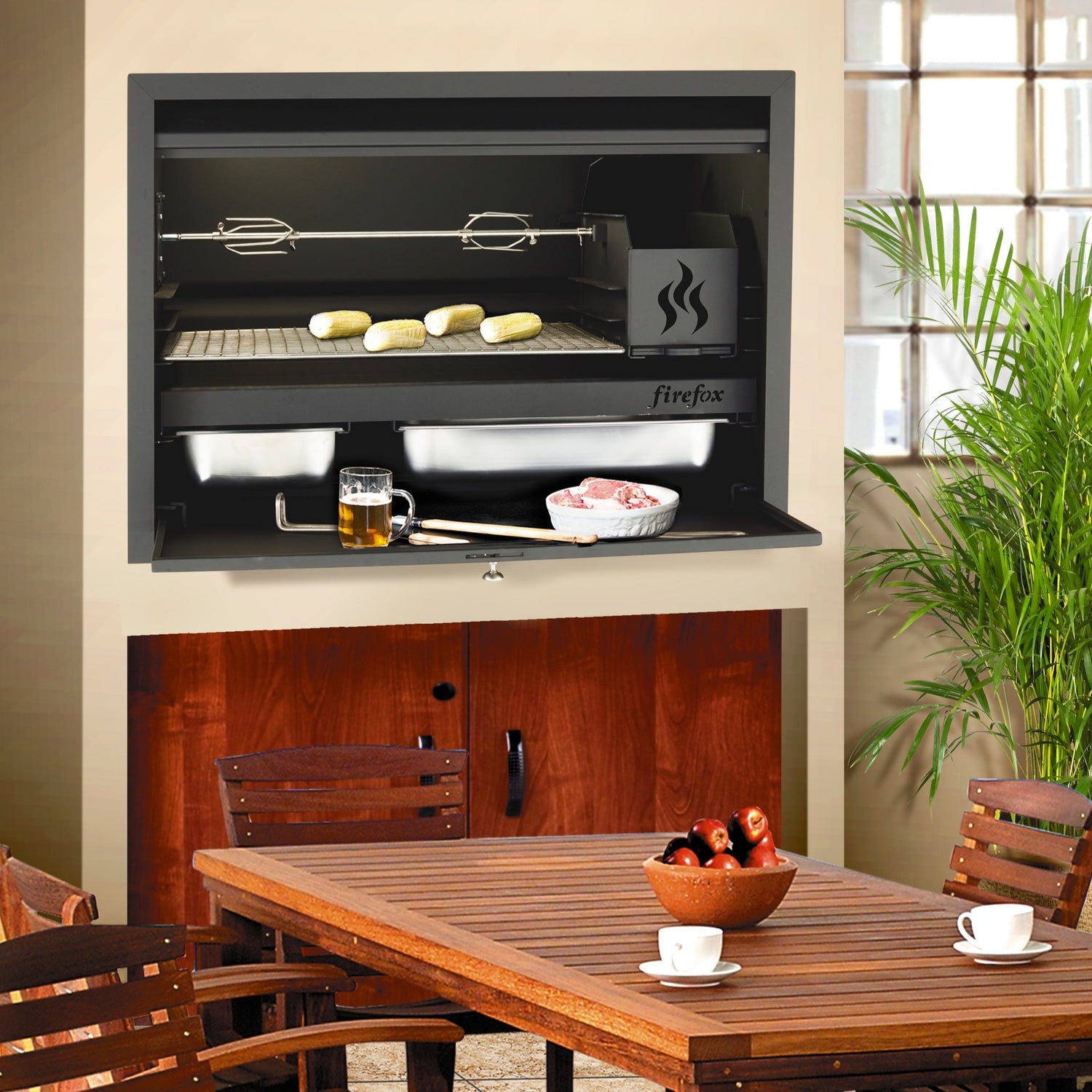 Infiniti/ Firefox built in braai with single fold down door