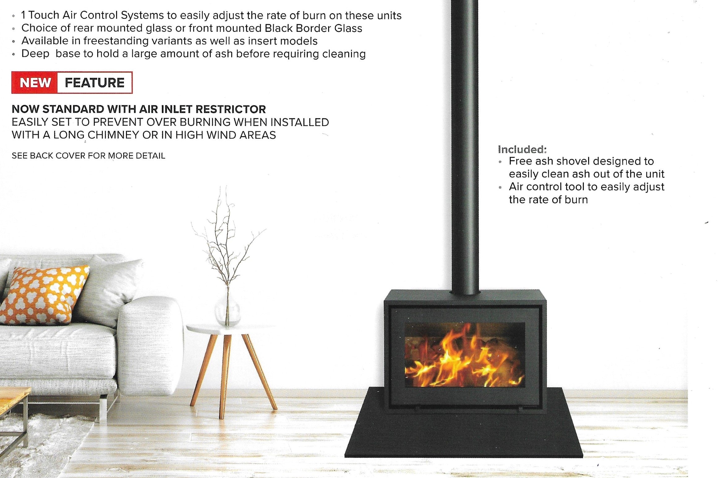 Infiniti Free standing wood burning convection Fireplaces 14 & 18kw single sided