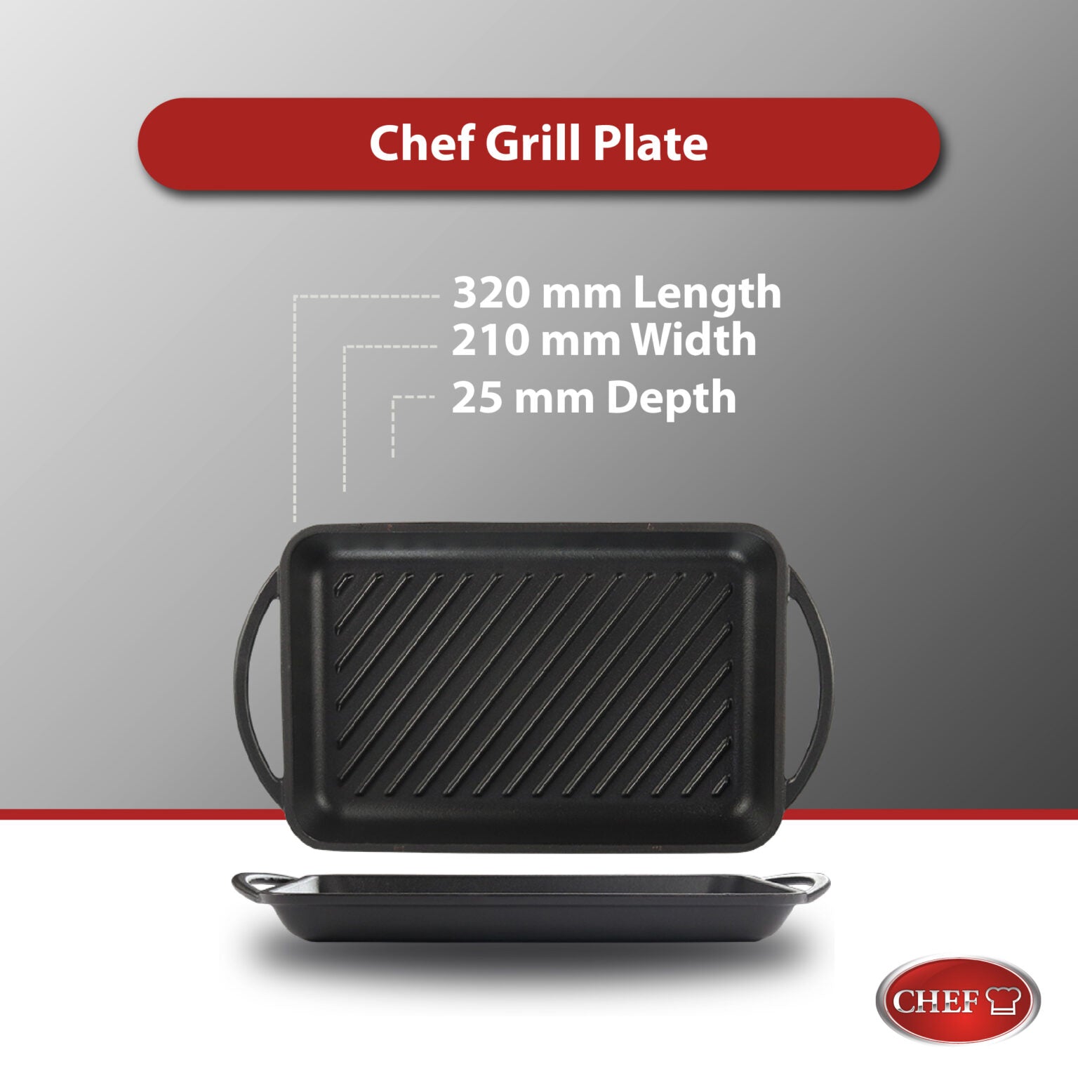 LKS Chef Grill plate Red enamel