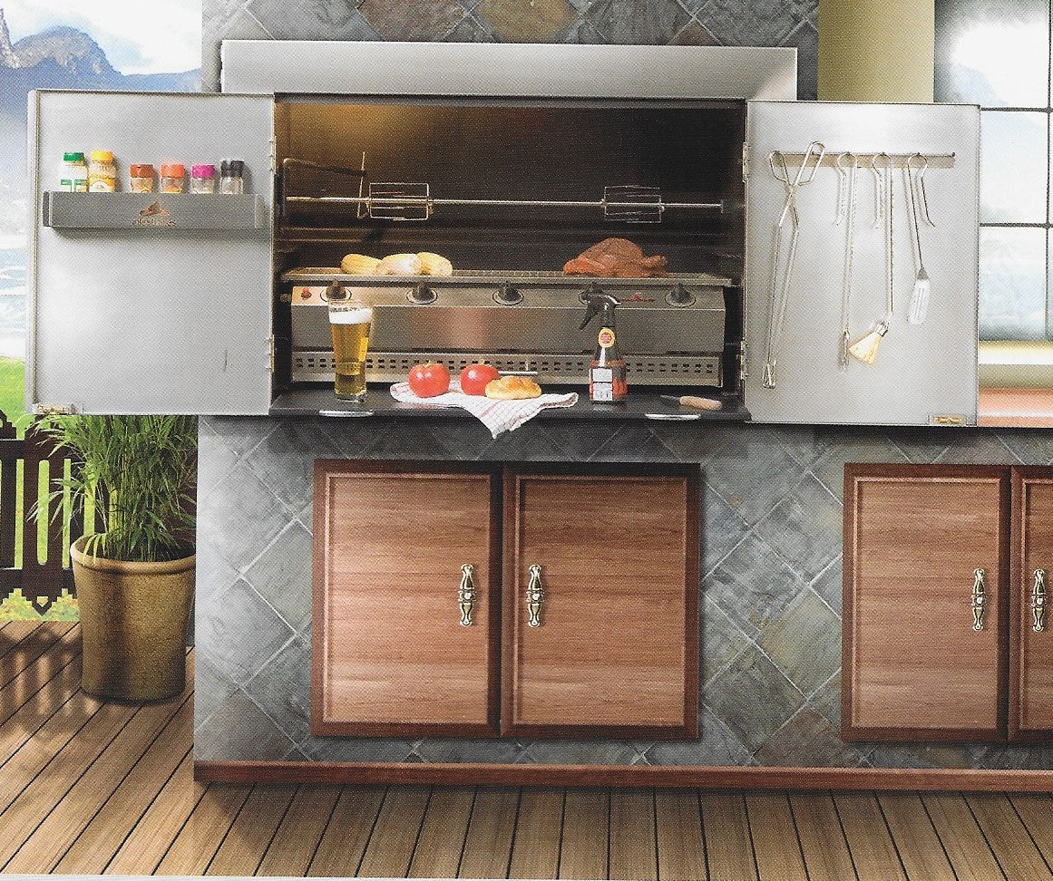 Infiniti/Firefox built in braai with  sidewards opening  doors
