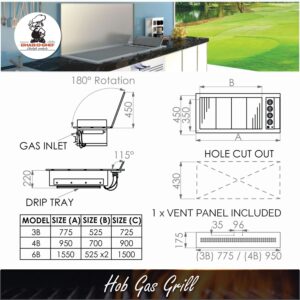 Chado Hob Grill – 3,4 or 6 burner drop in gas griller
