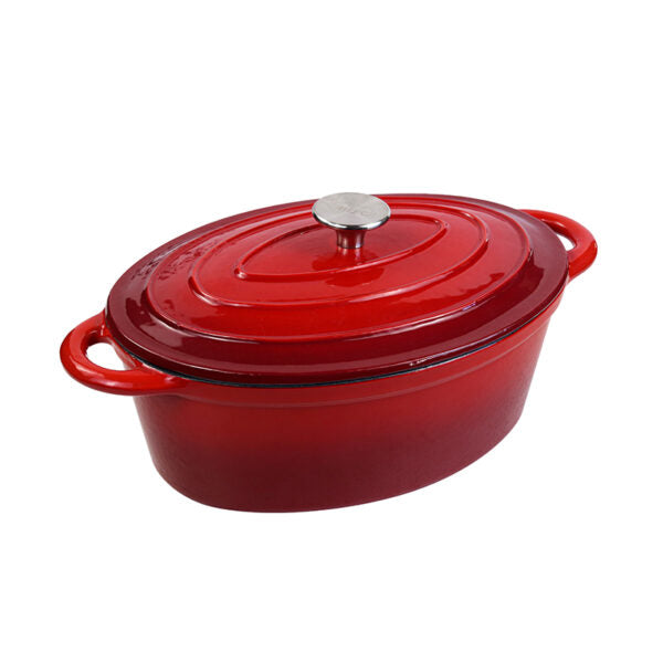 LKS Oval Enamel casserole pot 3L Red