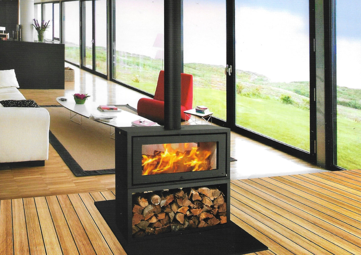 Infiniti 18kw convection double sided freestanding fireplace