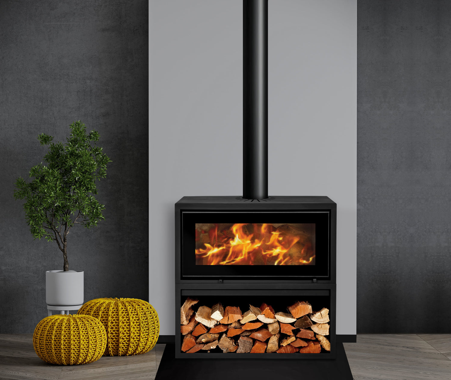 Infiniti Free standing wood burning convection Fireplaces 14 &amp; 18kw single sided