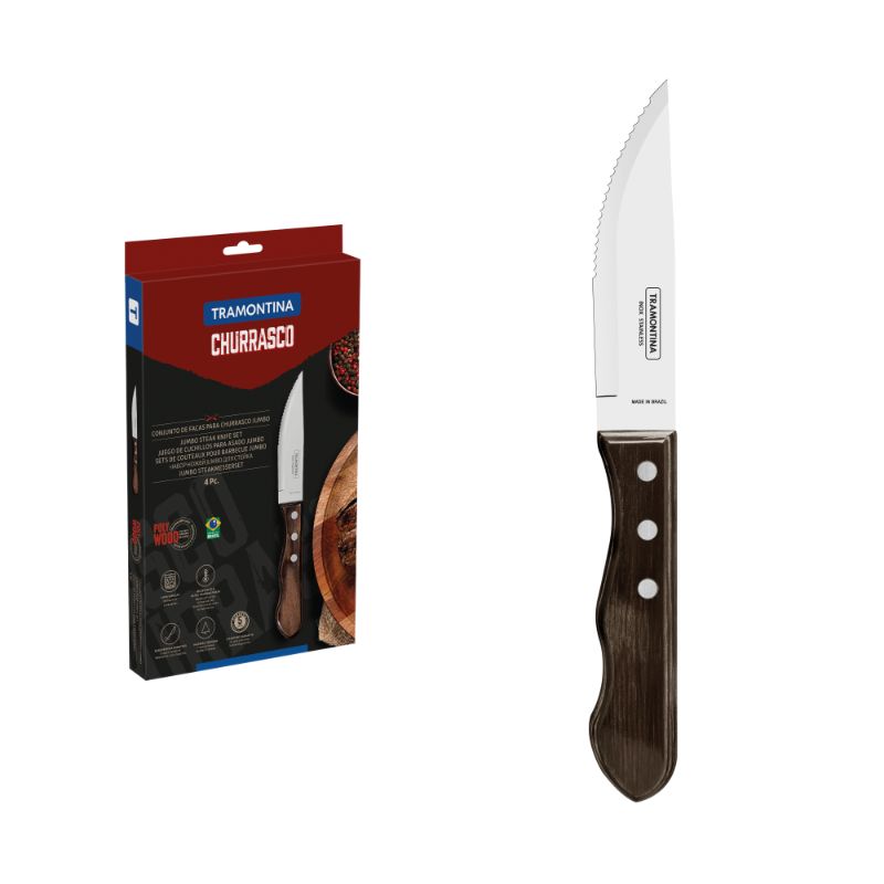 4pc. Jumbo Steak Knives Set, Brown