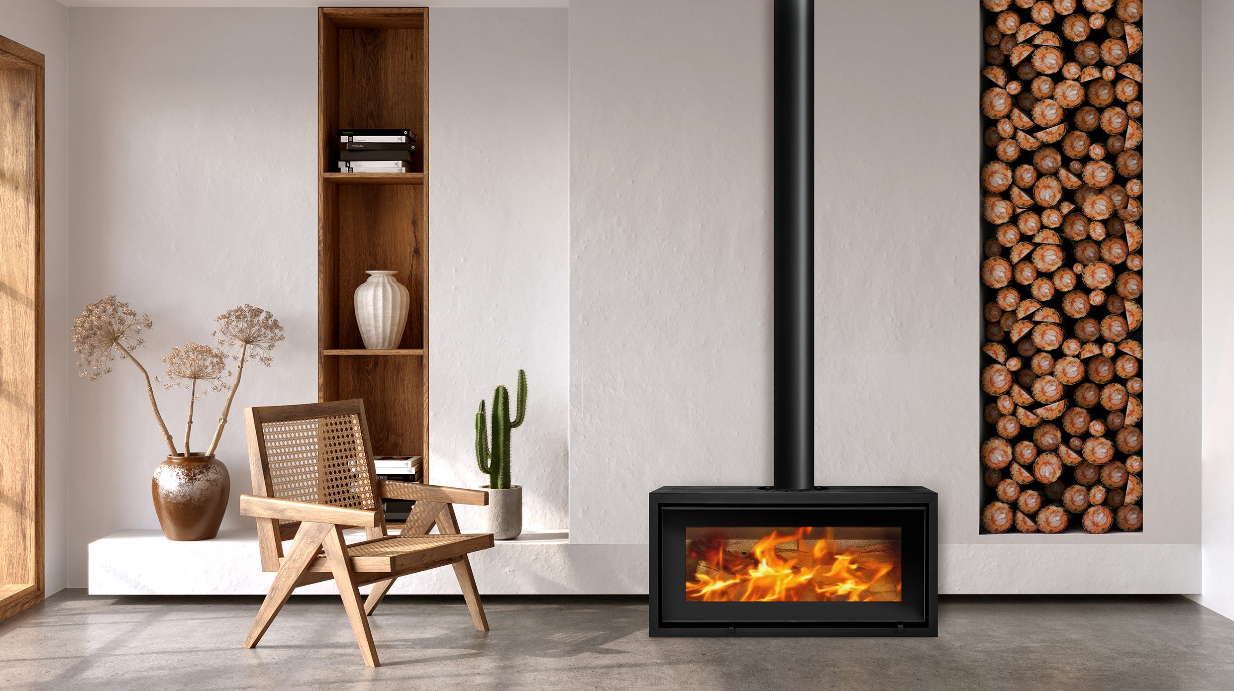 Infiniti Free standing wood burning convection Fireplaces 14 &amp; 18kw single sided