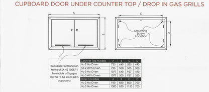 Infiniti/ Firefox below counter doors  stainless steel for gas